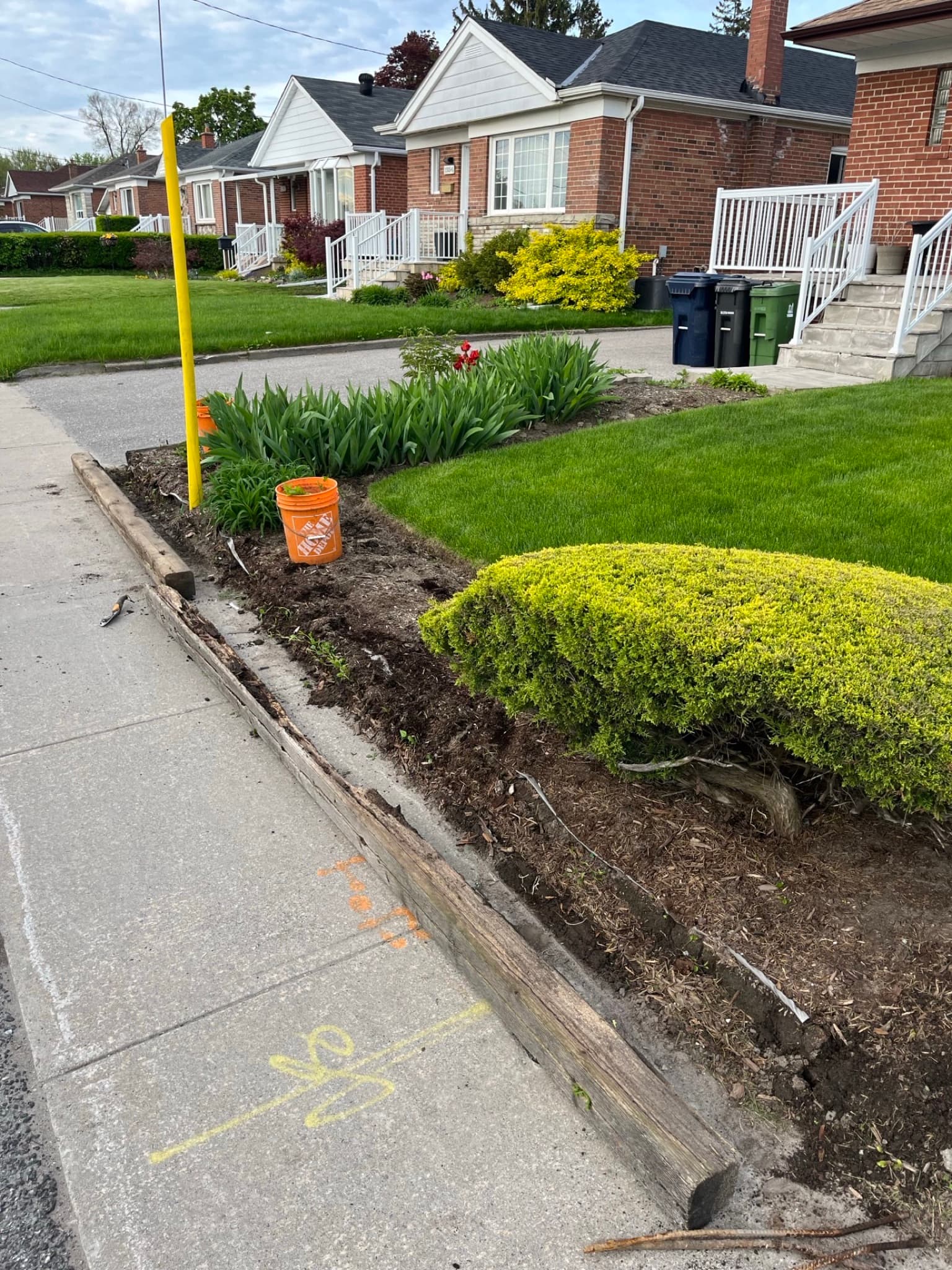 Interlocking driveway installation in Scarborough — herringbone pattern pavers by Dawn Till Dusk Landscaping